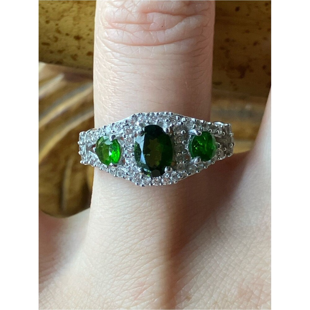 Natural Chrome Diopside Sterling Silver Ring Size 8